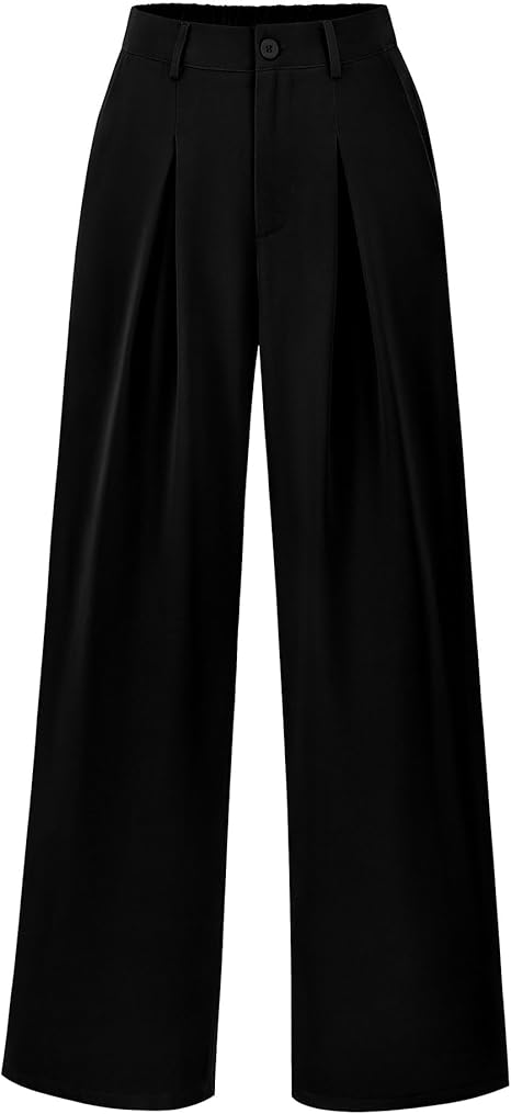 Women High Waist Palazzo Pants Spring Casual Wide Leg Trousers Loose Work Office Business Suit Pant Pockets